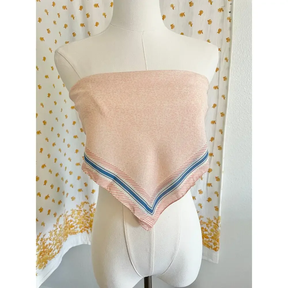 Vintage 70s Symphony Scarfs Pink Blue Italian Square Scarf